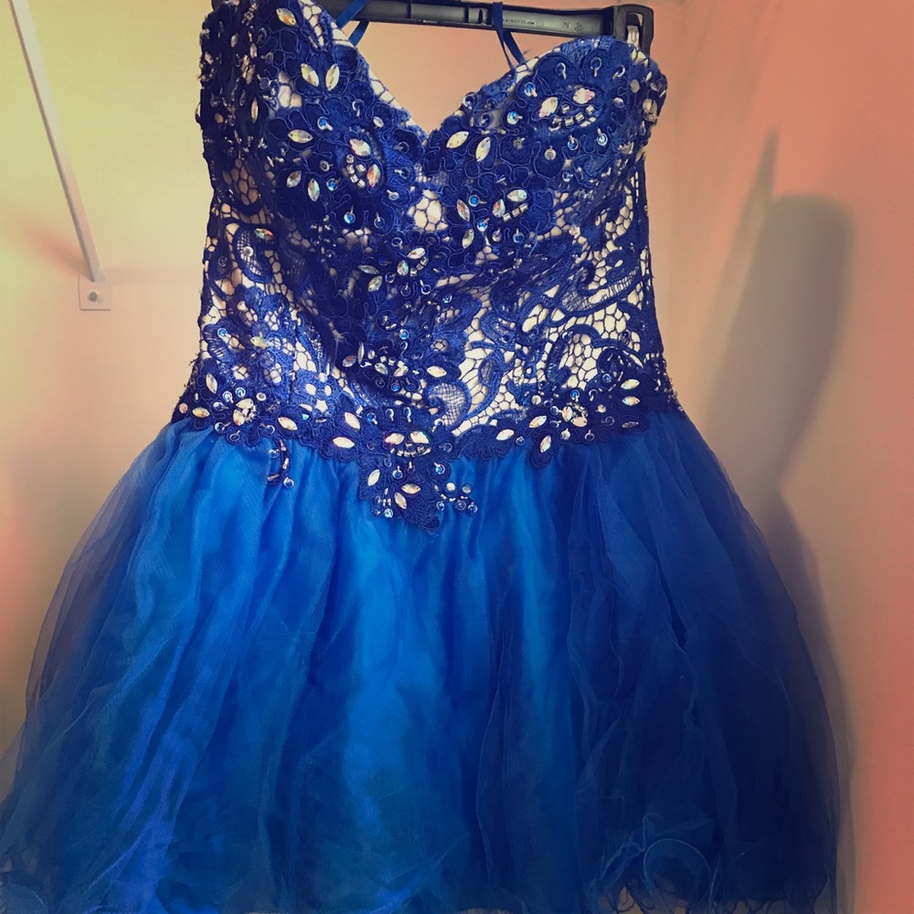 Blue corseted dress
